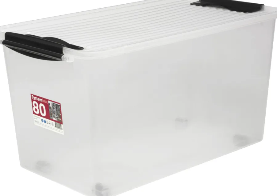 Clearance Plast1 oppbevaringsboks m/lokk klar - SystemBox 80
