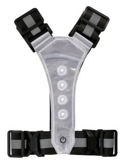Clearance Bikezone Refleksvest med LED svart/grå - Svart med grå refleksstriper