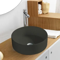 Outlet Rund servant i porselen frittstående/toppmontert Ø36 cm Svart