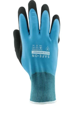 Clearance Safe-On vinter arbeidshansker vanntette str. 9 Blå/svart