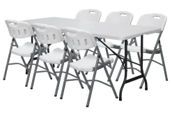 Sale Sammenleggbart bord stål/plast 180 x 75 cm Hvit