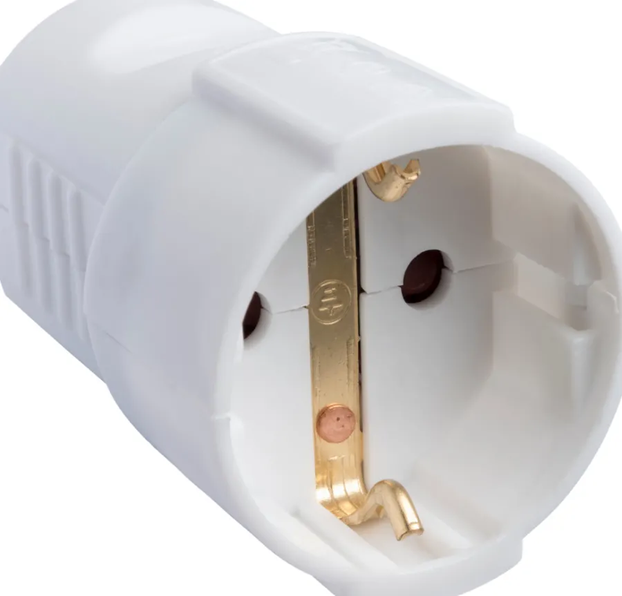 Outlet Elworks Skjøtekontakt nylon m/jord hvit