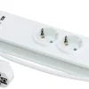 Elworks Skjøteledning 3-veis m/USB 1,4 meter