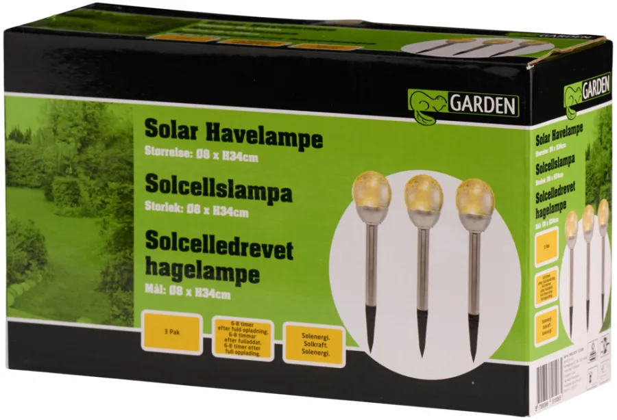 Sale Garden Solcellelamper Ø8 x H34 cm 3-pk. - ® Sølv