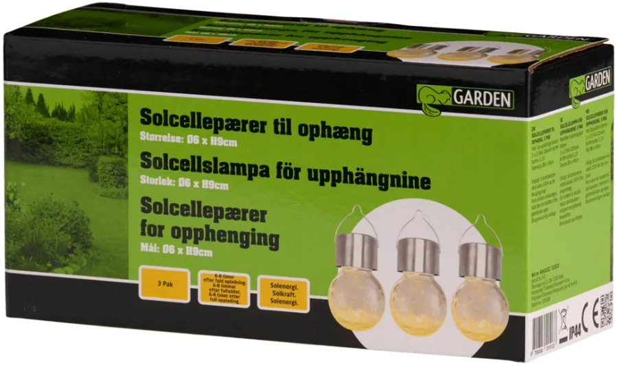 Clearance Garden Solcellepære glass/metall Ø6 cm 3-pk. - ® Sølv