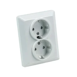 Elworks Stikkontakt dobbel innfelt m/jord - Atia