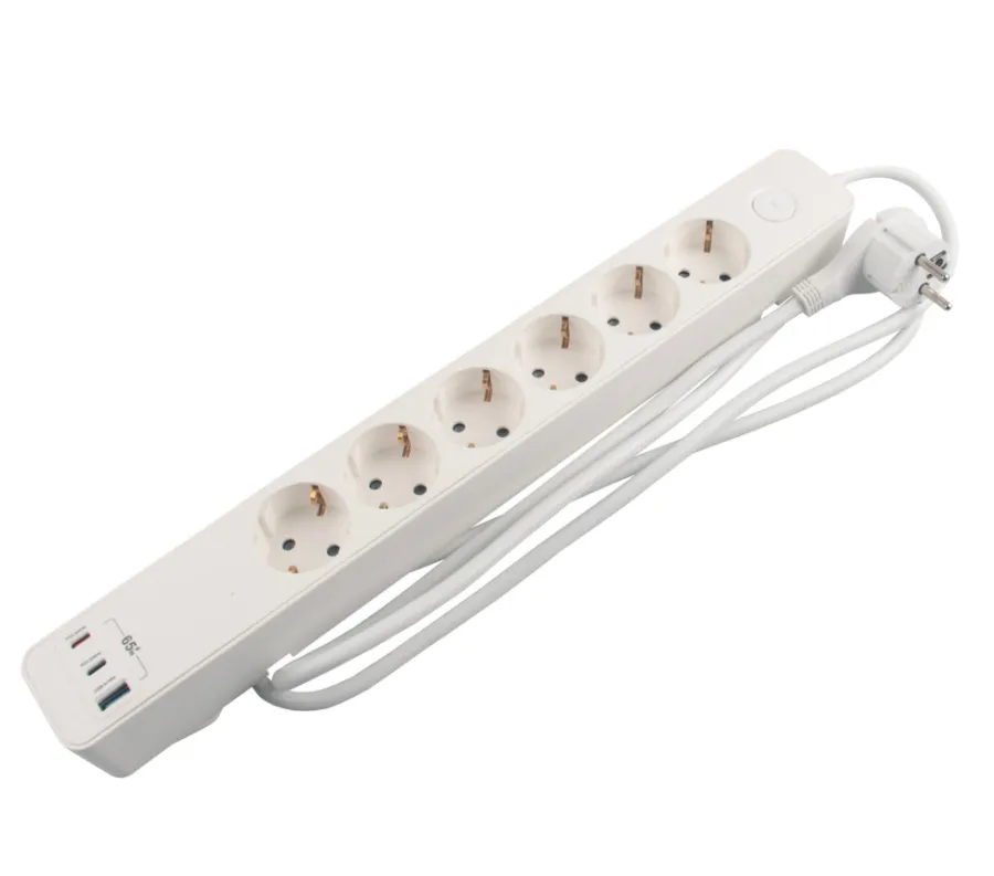 New Elworks 6-stikkontakt schuko m/3 x USB PD65W 1,5 m –
