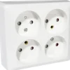 Outlet ELKO Stikkontakt 4-veis u/jord vegg -