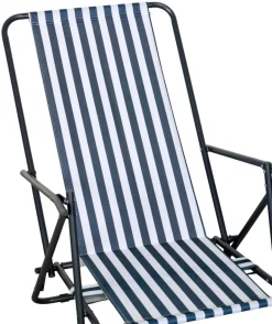New Sunlife Strandstol Albany i metall og polyester - ® Blå/hvit