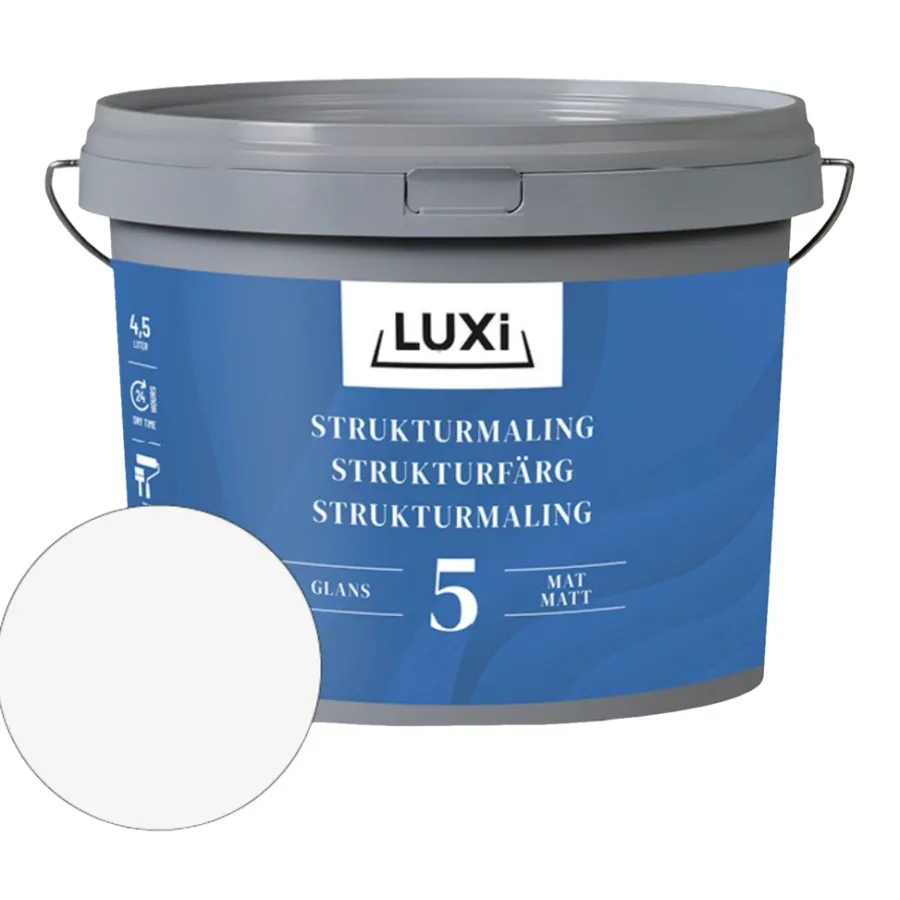 Best Luxi Strukturmaling 5 4,5 liter - Hvit