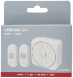Sale Elworks Trådløs dørklokke Valletta m/2 ringeknapper Hvit