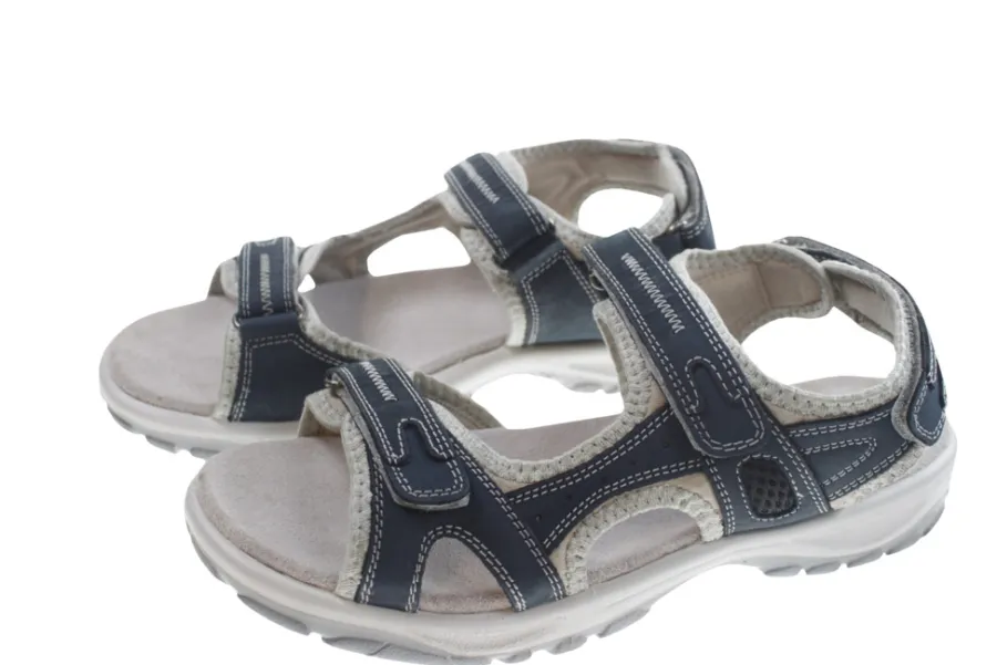 Trekkingsandaler dame i skinn str. 41 Denimfarget