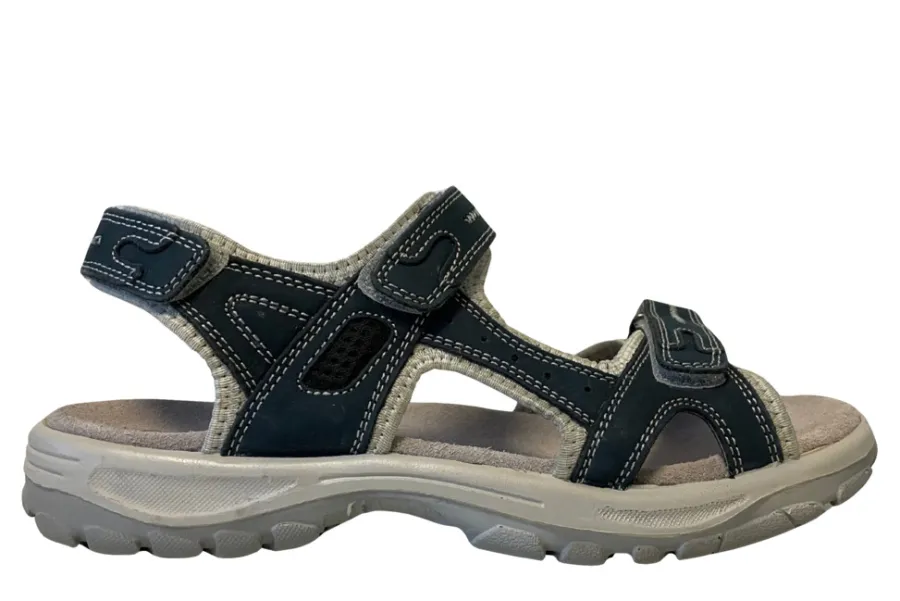 Trekkingsandaler dame i skinn str. 41 Denimfarget