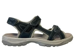 Trekkingsandaler dame i skinn str. 37 Denimfarget