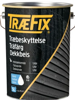 Clearance Træfix dekkbeis vannbasert steingrå 5 liter Steingrå (svarende til NCS S 4500-N og RAL 7042)