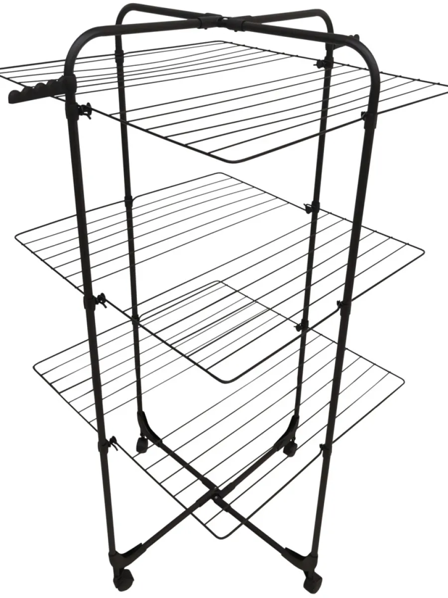Online Tørkestativ m/hjul 70 x 70 x 133 cm Svart
