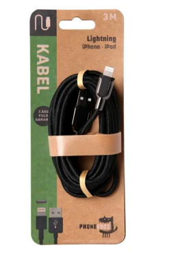 New PhoneFood USB-A til lightning kabel - 3 meter