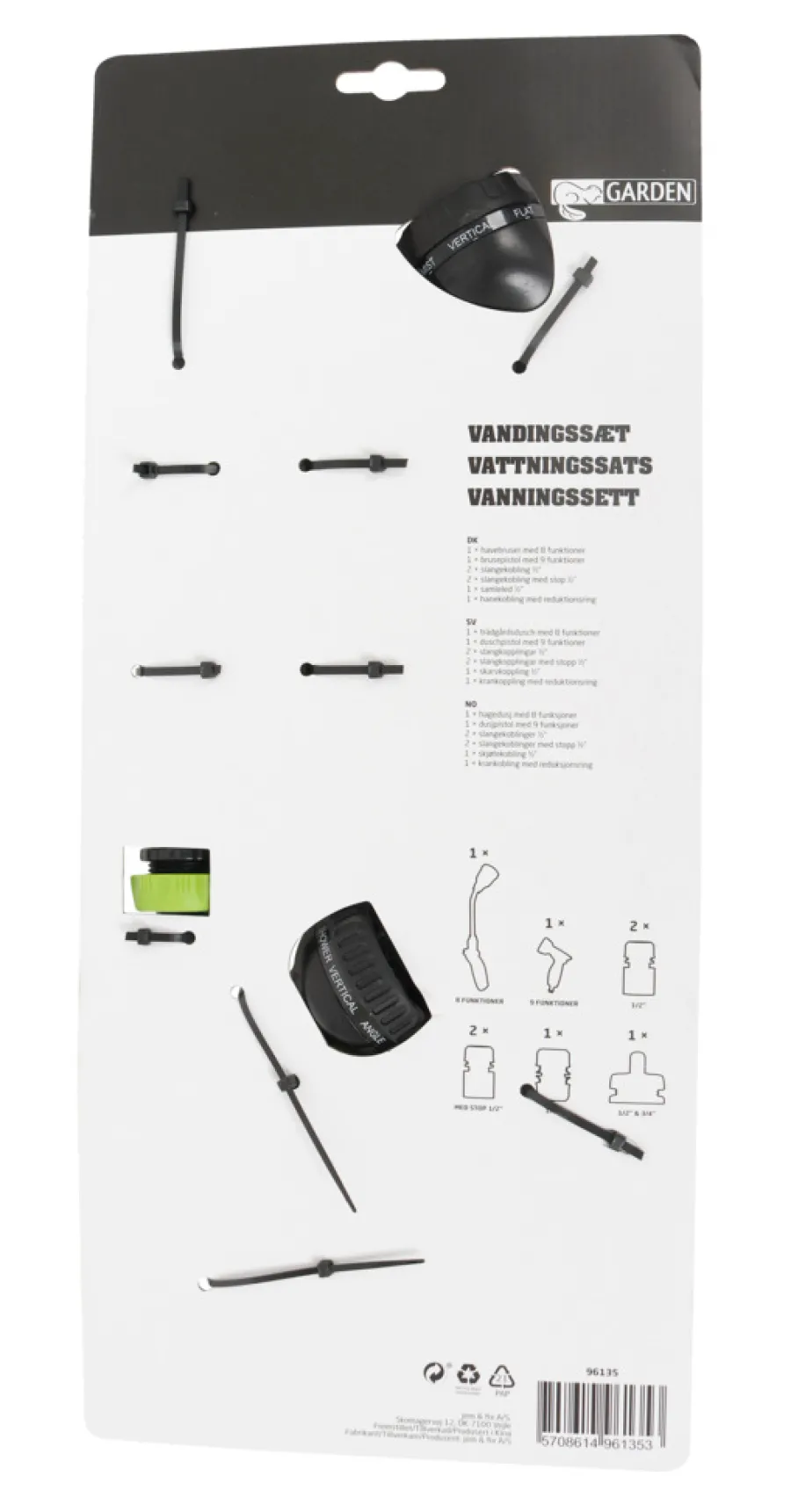 Clearance Garden Vanningssett 8 deler 1/2"–3/4" – ® Grønn/svart