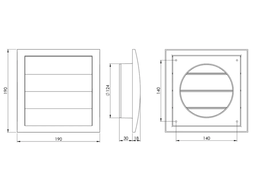 Best Ventilajsonsrist Ø124 mm selvlukkende Hvit