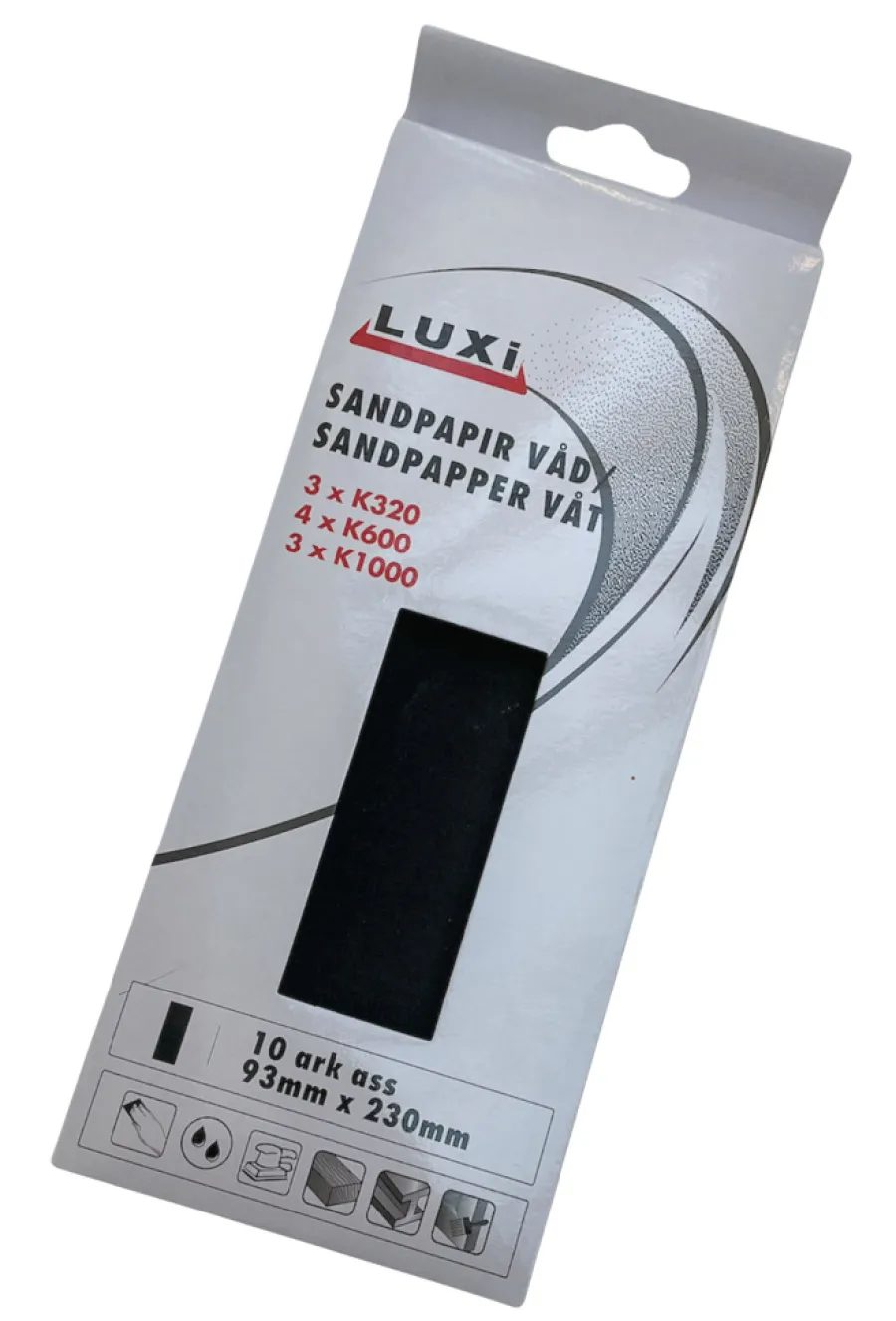 Outlet Luxi Våtslipepapir 10 stk. ass. i korn 320/600/1000 -